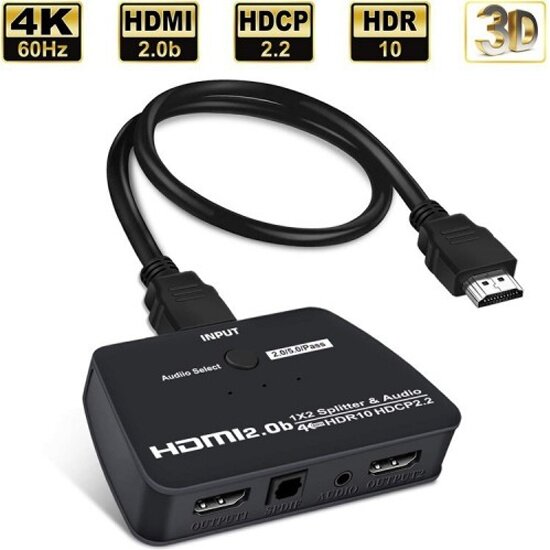 Разветвитель HDMI Ks-is KS-745 на 2 активных порта с аудио