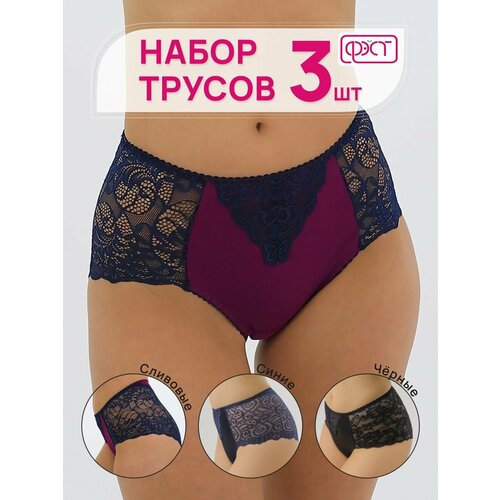 фото Трусы fest, 3 шт., размер 92-98, черный, лиловый, синий