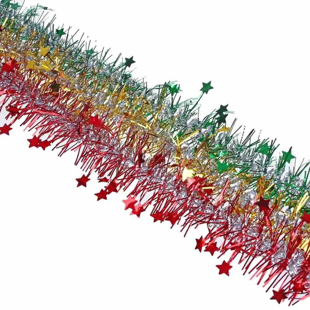 Мишура двухцветная с формовым декором-звезды 6x200см ПВХ сноу БУМ (цвет в ассортименте)