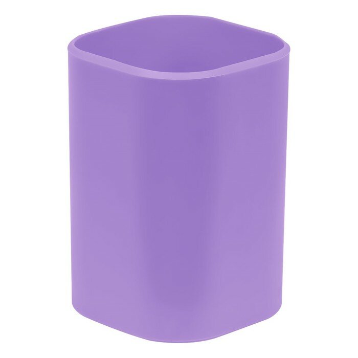 Подставка-стакан для канцелярии СТАММ "Фаворит", пластик, квадратная, фиолетовая