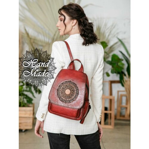 фото Рюкзак lumida, фактура тиснение, красный