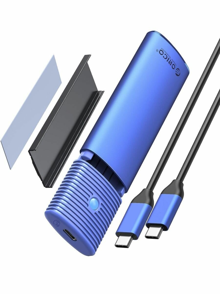 Корпус SSD ORICO USB 3.2 Gen2 NVMe/NGFF(SATA) 10 Гбит/с синий (ORICO-PWDM2-G2-BL-EP)