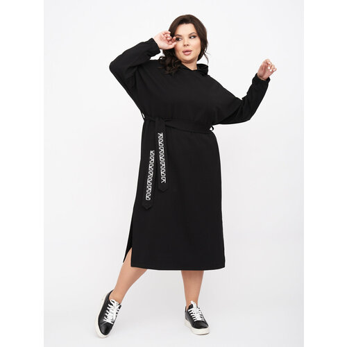 женское трикотажное платье свитер с длинным рукавом Платье Artessa, размер 60-62, черный