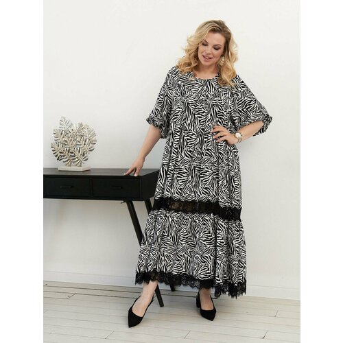 фото Платье artessa, размер 48-50, белый, черный