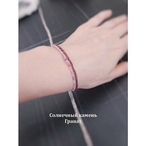 Браслет Valeri Art, гранат, кварц, размер 18.5 см, красный, розовый