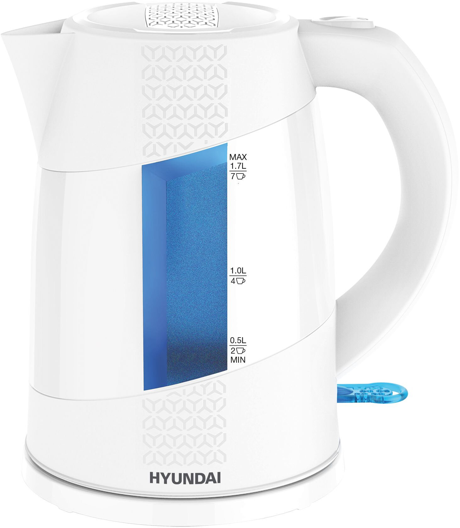 Чайник электрический Hyundai HYK-P2407 белый/голубой, пластик