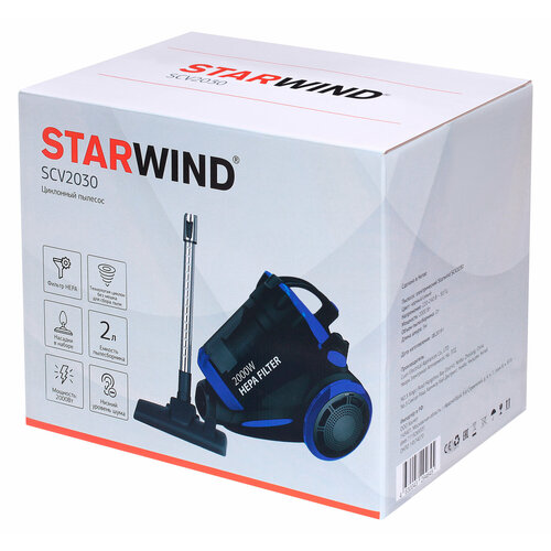 Пылесос Starwind SCV2030 2000Вт синий/черный пылесос ручной starwind sch9947 170вт белый синий