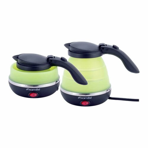 Чайник электрический силиконовый 05л зелёный с чёрным Kamille KM-1723 228000₽