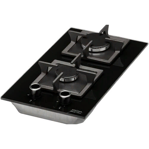 Варочная панель газовая встраиваемая Крона CALORE 30 BL закаленное стекло черный 58х290х515мм 2 конфорки 2 решетки газконтроль электроподжиг 1356800₽