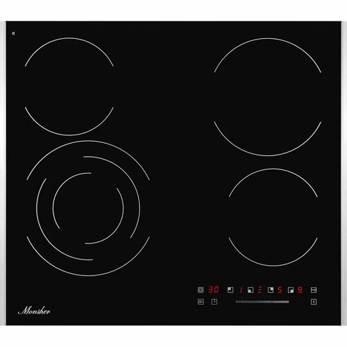 Встраиваемая варочная панель электрическая 60 см 4 конфорки черный цвет MHE 6181 1794400₽