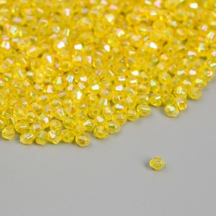 Арт Узор Бусины для творчества пластик "Ромб-кристалл голография жёлтый" набор 20 гр 0,4х0,4 см