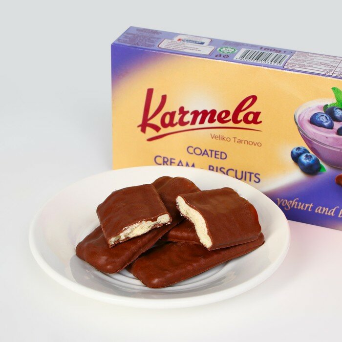 Karmela Печенье Karmela с черничным кремом в шоколаде, 160 г - фотография № 2