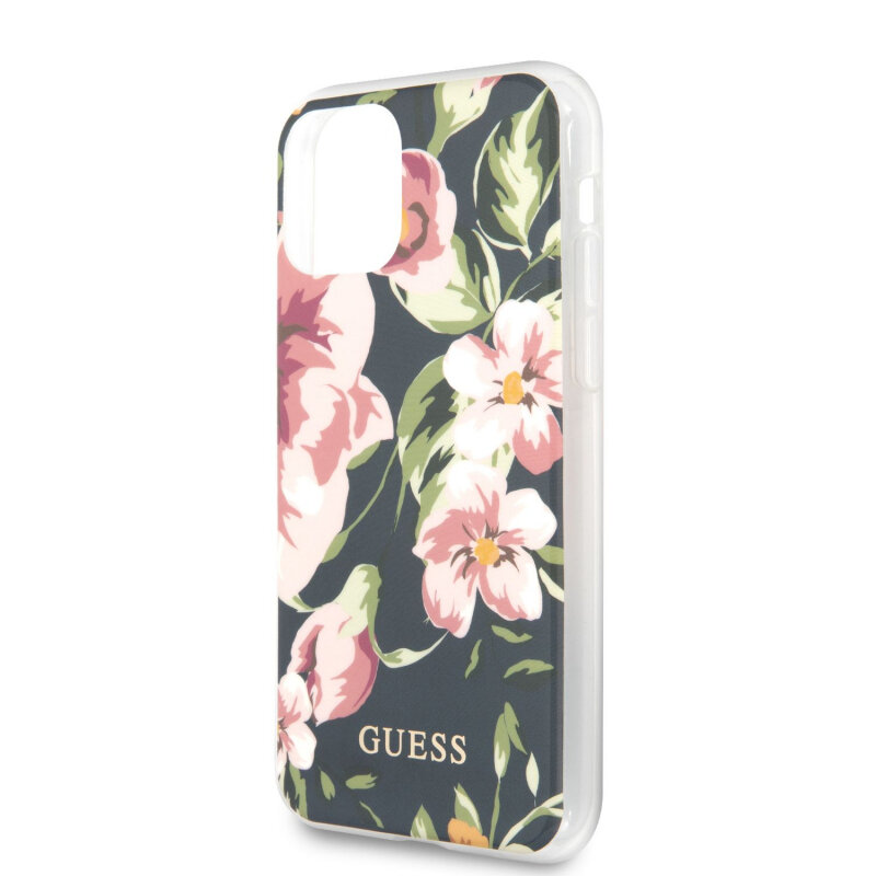 Чехол GUESS Flowers для iPhone 11 Pro Max, синий