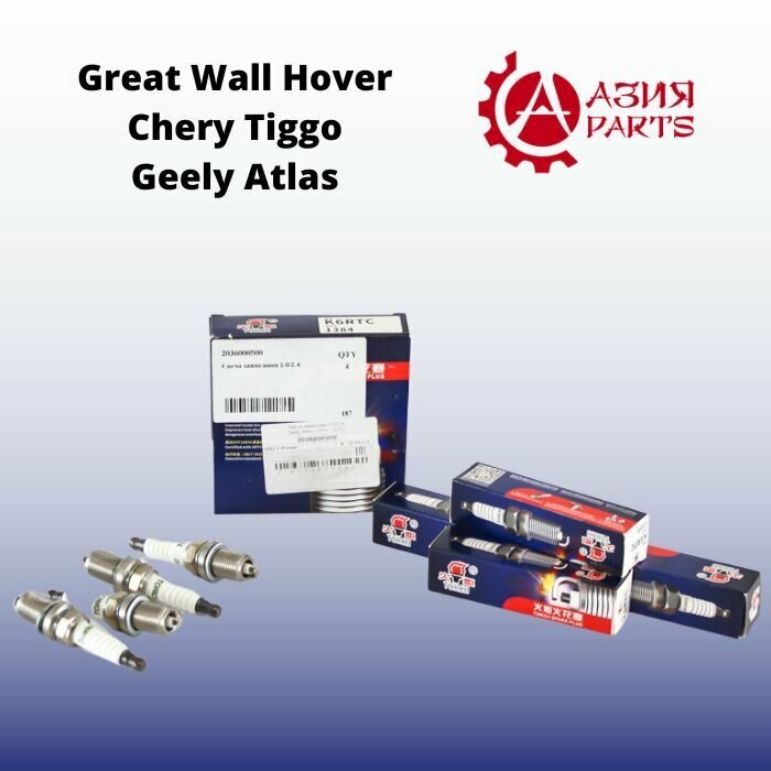 Комплект свечей зажигания 2.0 / 2.4 Great Wall Hover / Geely Atlas / Geely Emgrand X7 / Lifan Celliya / Chery Tiggo / Chery Tiggo 5 2036000500