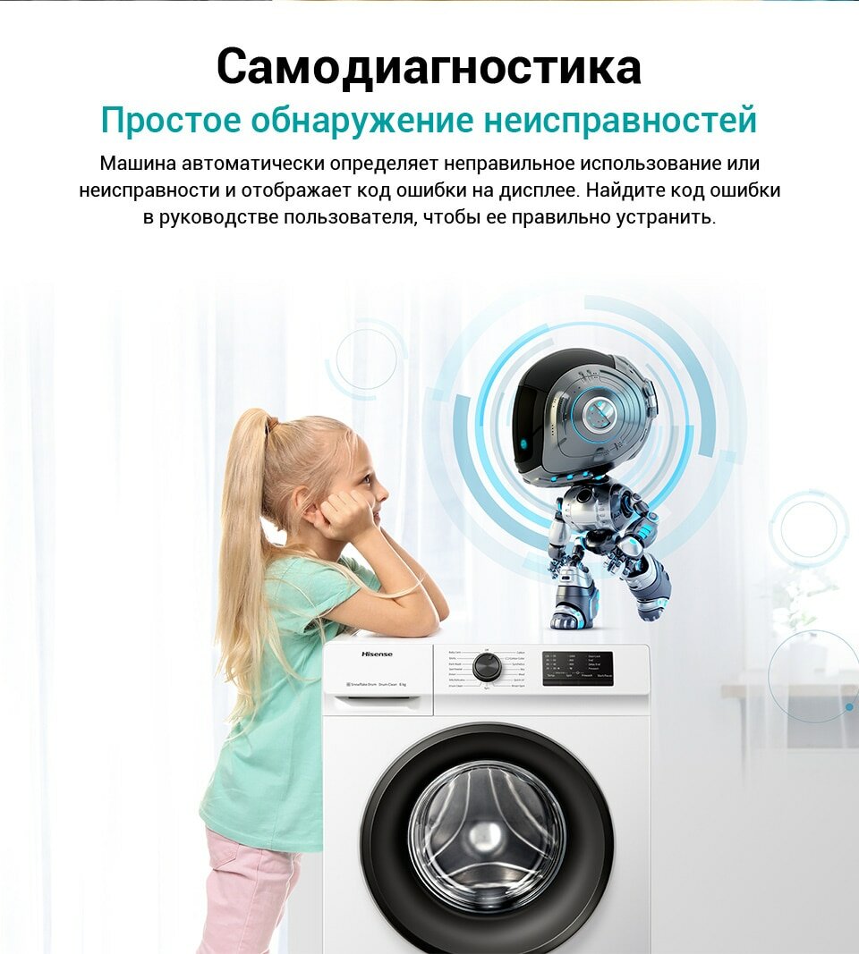 машина стиральная HISENSE WFVC6010 6кг/1000об белый - фото №18