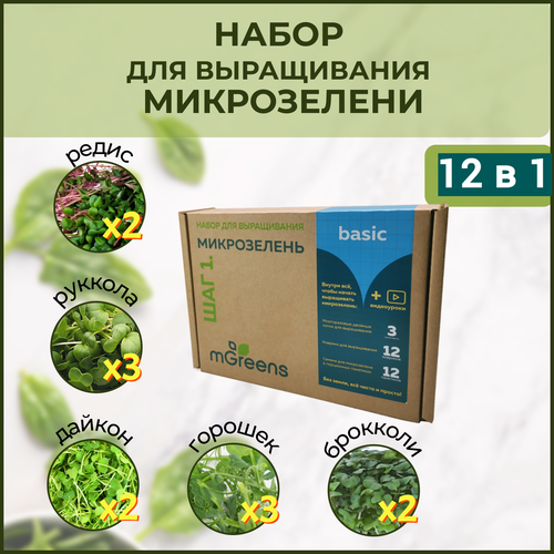 12 пакетиков семян микрозелени 12 ковриков 3 лотка Микрозелень для дома Шаг 1набор для выращивания