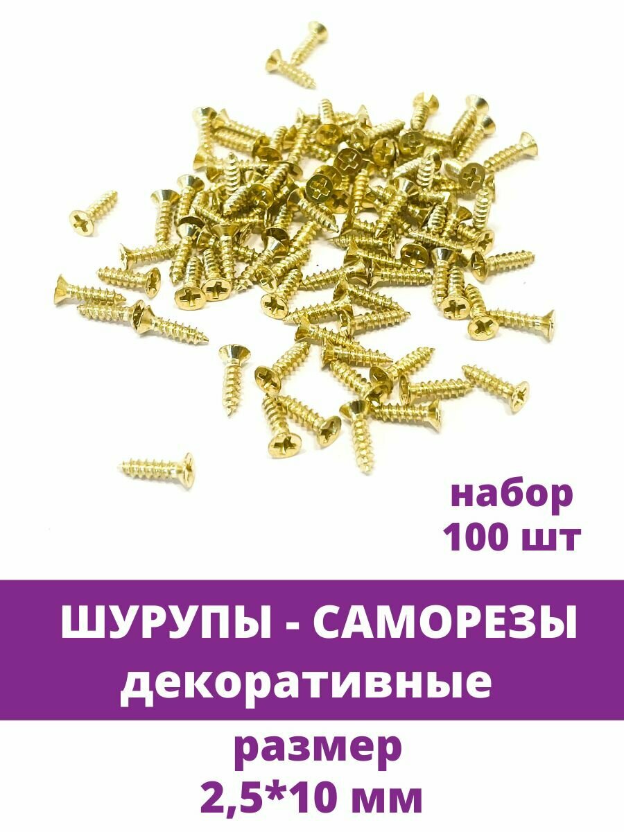 Шурупы-саморезы мини гвоздики для шкатулок цвет Золотистый размеры 25*10 мм 100 штук