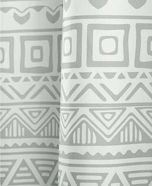 Занавеска (штора) Nomads для ванной комнаты тканевая 180х180 см, цвет белый серый, с кольцами