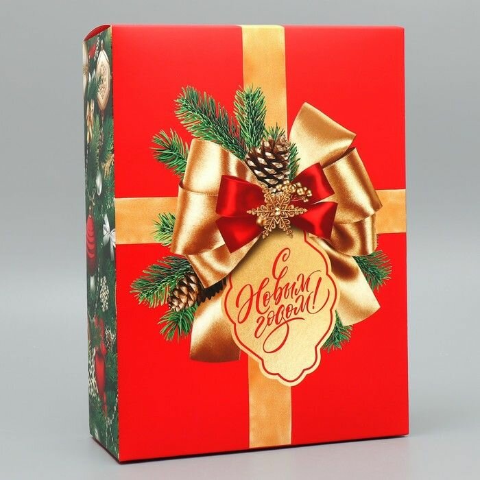 Коробка складная С Новым годом , елочные игрушки, 22 30 10 см
