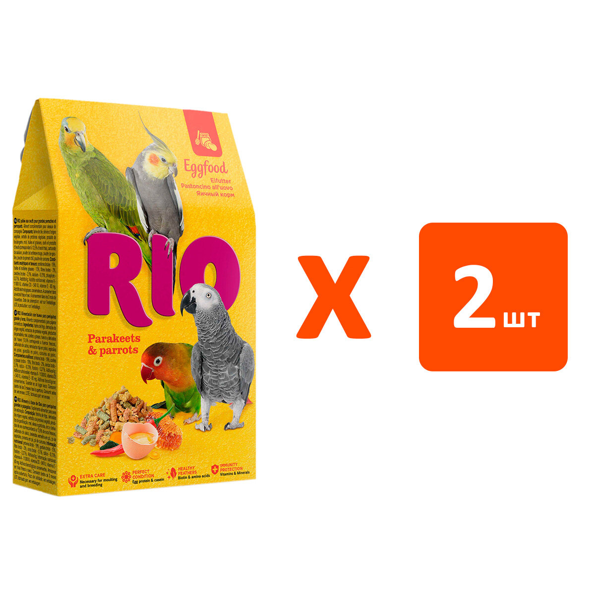RIO EGGFOOD корм яичный для средних и крупных попугаев (250 гр х 2 шт)