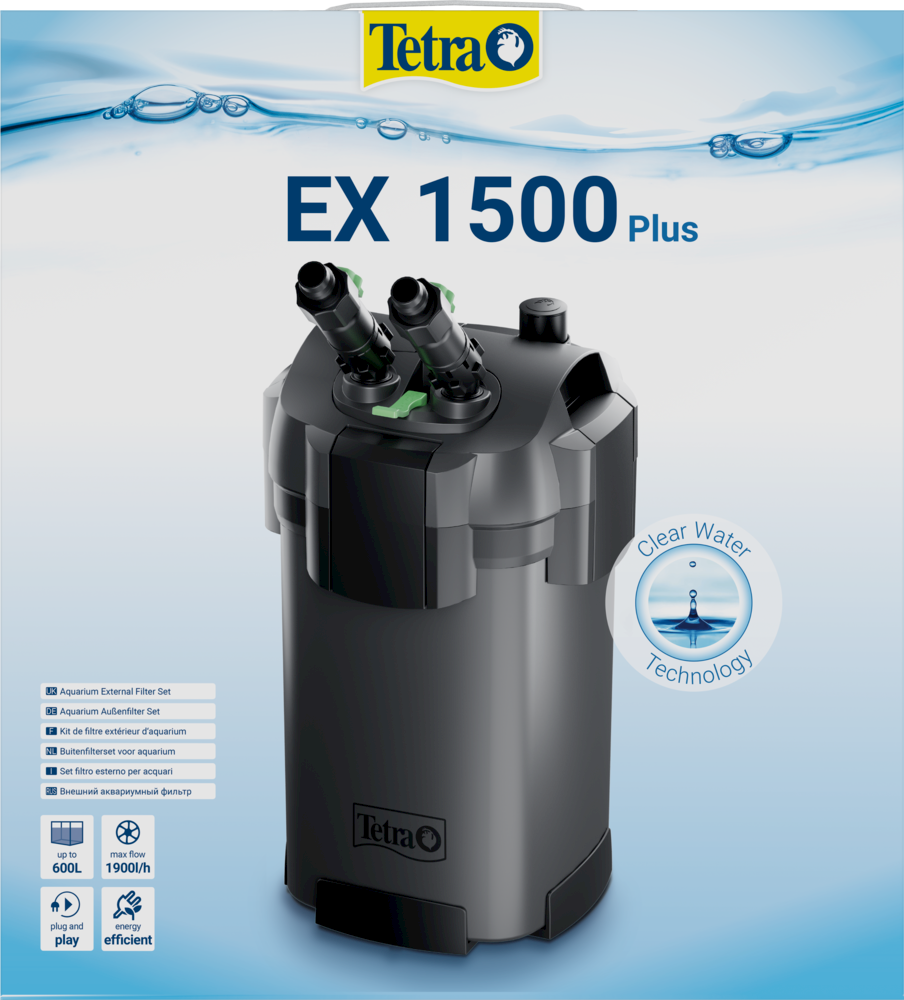 Фильтр внешний Tetra EX1500 plus, 1900л/ч, 17,5Вт на 300-600л