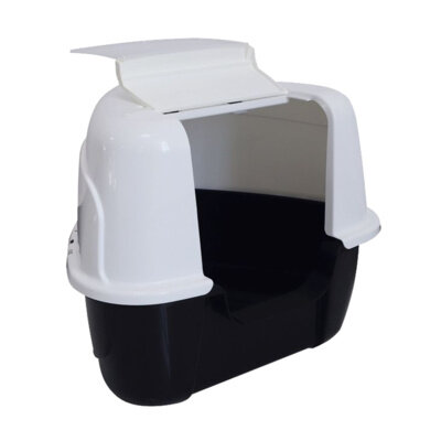 MPets Туалет для кошек закрытый угловой черно-белый 60х50х44 УТ-038652 1,1 кг 56622 (1 шт)