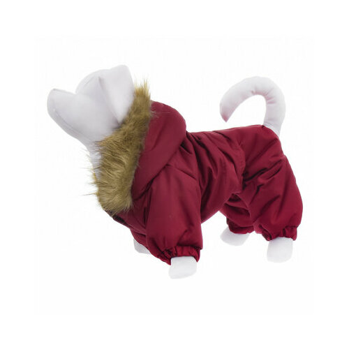 Yami-Yami одежда Комбинезон для собак с капюшоном, на меховой подкладке, бордовый, размер S (спинка 25 см) лн26ос, 0,1 кг