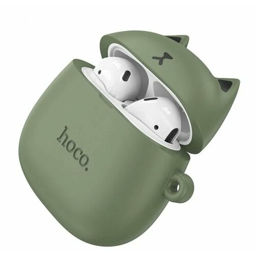 Беспроводные наушники Hoco с кошачьими ушками и чехлом-брелоком зеленый 135000₽