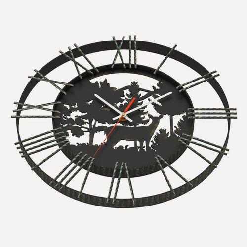 Изображение товара Часы настенные Везувий "Русский лес" кованные, металл, кварцевые, 51см