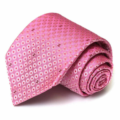 фото Галстук celine, натуральный шелк, широкий, в горошек, для мужчин, розовый