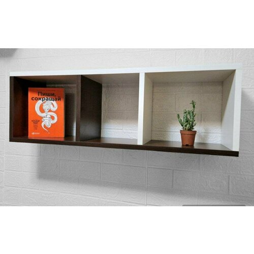 Полка настенная, открытая, навесная ПН-4, Венге Линум, белый,78х20х26