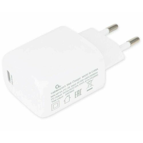 Сетевое зарядное устройство Cablexpert MP3A-PC-29, PD20W, QC3.0, белый