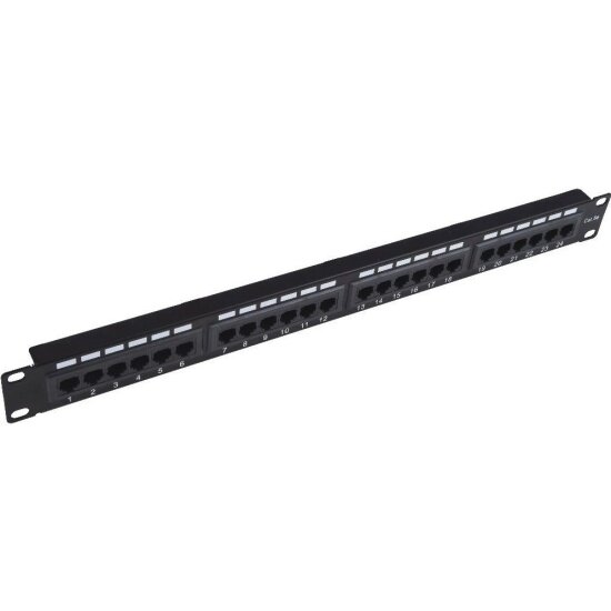 Патч-панель 19" Neomax [NM-PP-1U24P-UC6-D-103-BK] 1U, 24 порта, кат.6, UTP, Dual IDC, цвет черный