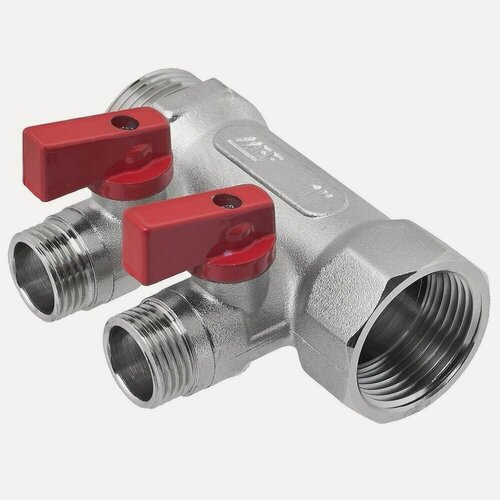 Изображение товара Коллектор MPF с отсекающими кранами 1" 2 выхода 1/2" наружная резьба