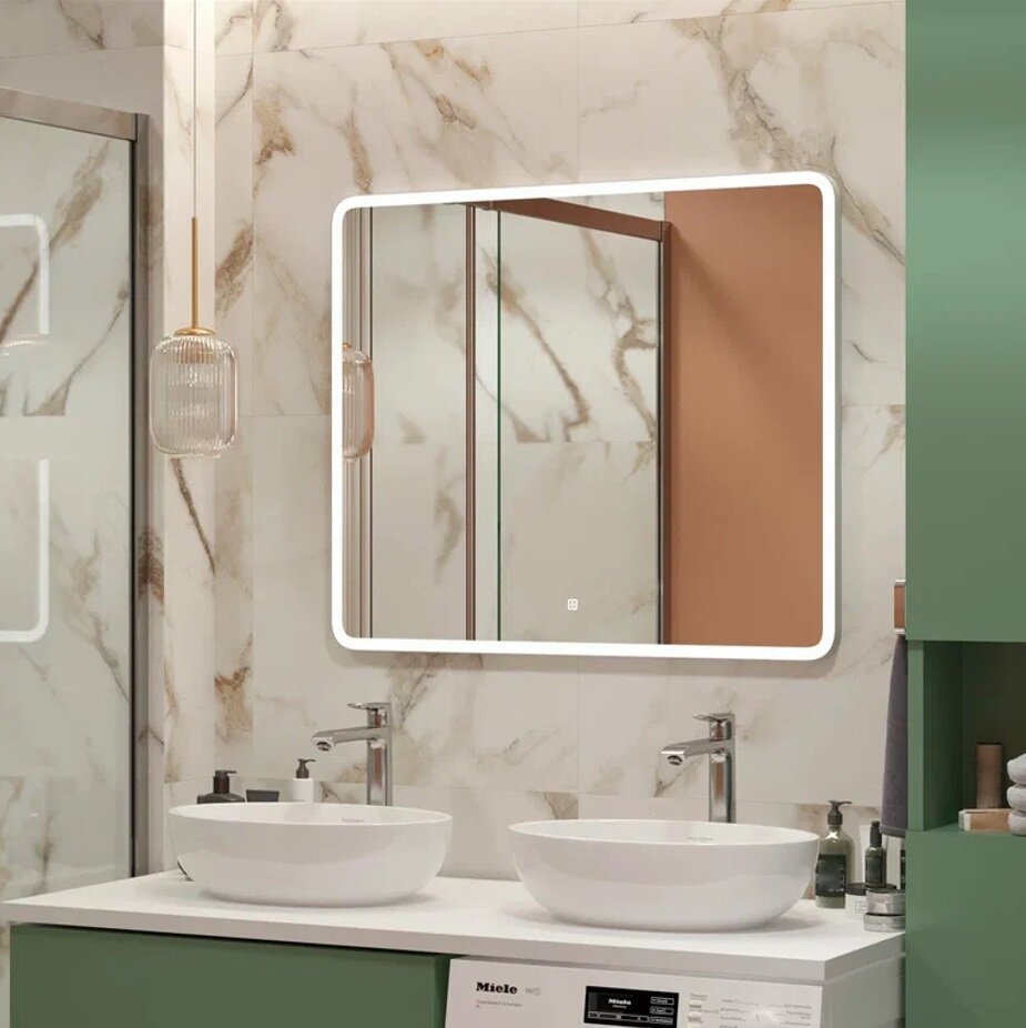 Зеркало для ванной с подсветкой Uperwood Foster (100*80 см LED подсветка сенсорный выключатель антизапотевание)