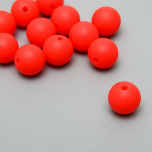 Бусина силикон Круглая красно-оранжевая d=1,2 см бусина керамика кубик с глазурью оранжевая