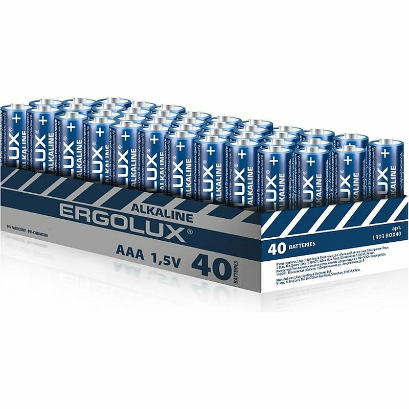 Набор батареек 40 Ergolux LR03 Alkaline 15В