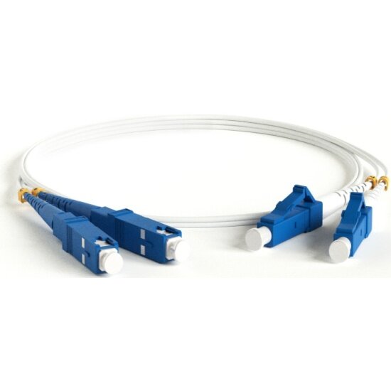 Патч-корд волоконно-оптический Hyperline FC-D2-9A1-LC/UR-SC/UR-H-1M-LSZH-WH SM 9/125 (G.657), LC/UPC-SC/UPC, 2.0 мм, duplex, LSZH, 1м