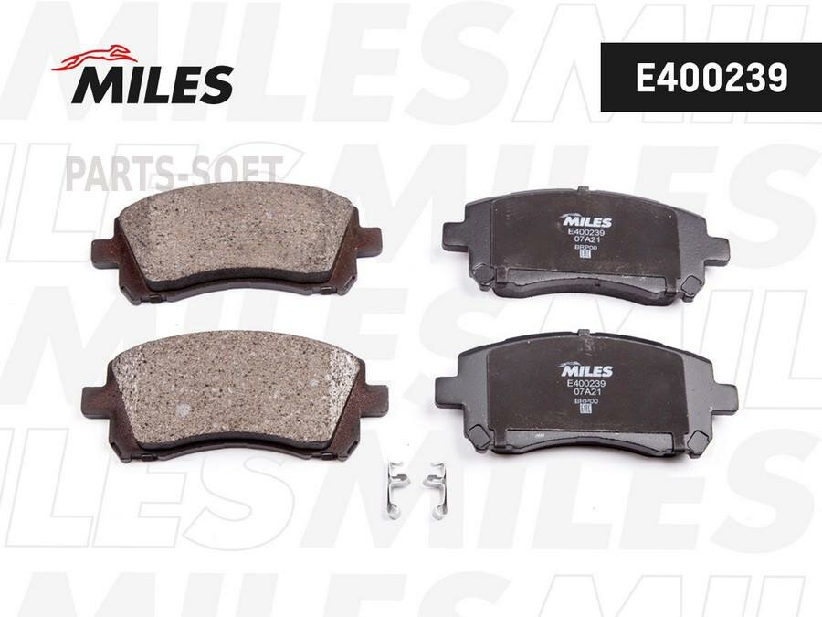 MILES E400239 Колодки тормозные передние (без датчика) (Смесь Low-Metallic) (SUBARU FORESTER 9702/LEGACY 9603/OUTBACK 0003) (TRW GDB3217) E400239