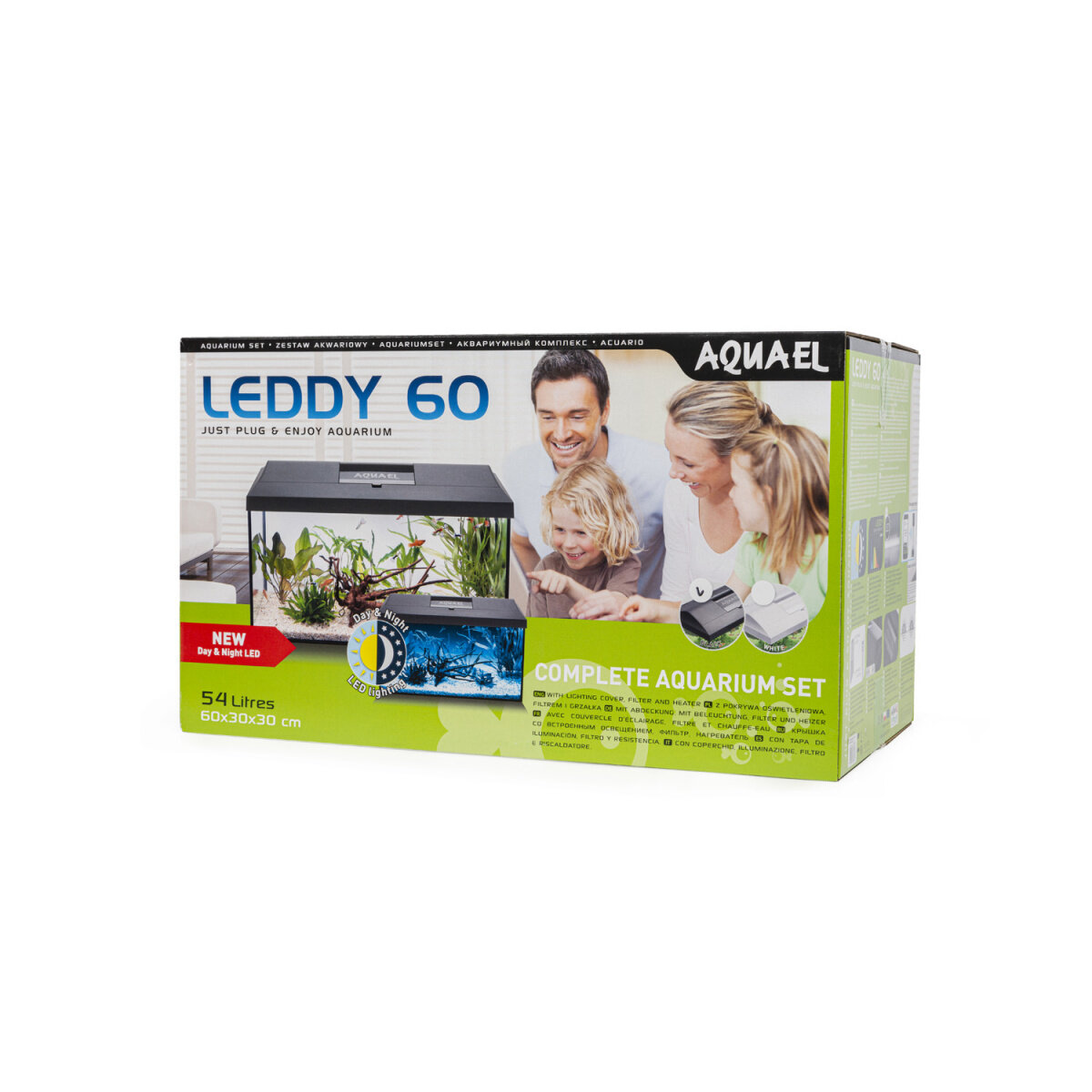 AQUAEL LEDDY SET PLUS D/N Аквариум прямой белый 54л 60*30*30см - фото №5