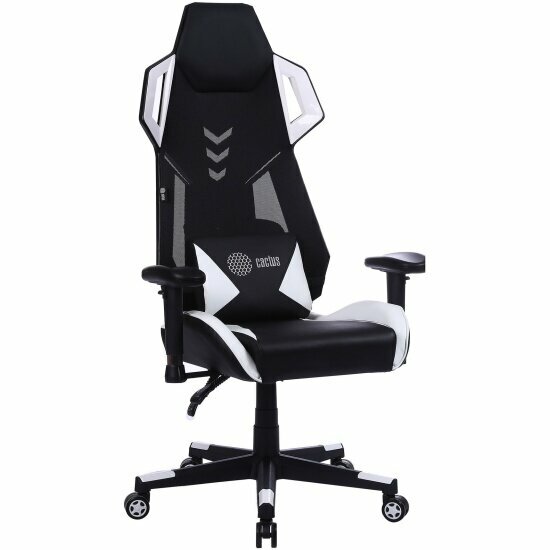 Кресло геймерское Cactus CS-CHR-090BLW черный/белый эко. кожа пластик