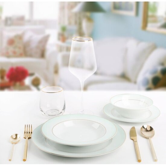 Набор столовой посуды Arya Home Arya Elegant Jade костяной фарфор, 24 предмета, белый