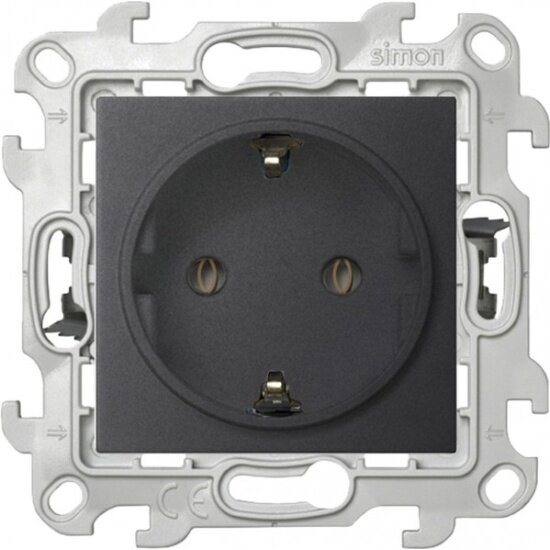 Розетка Simon 1 м СП 24 Push Go 16А IP20 2P E без защ  шторок механизм графит  2420434 038