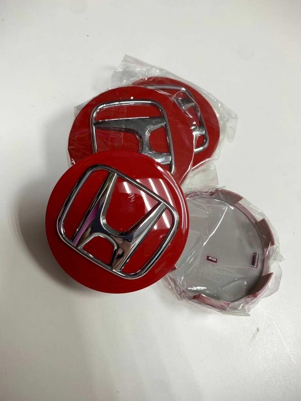 Колпачки цо на литые диски Honda красные