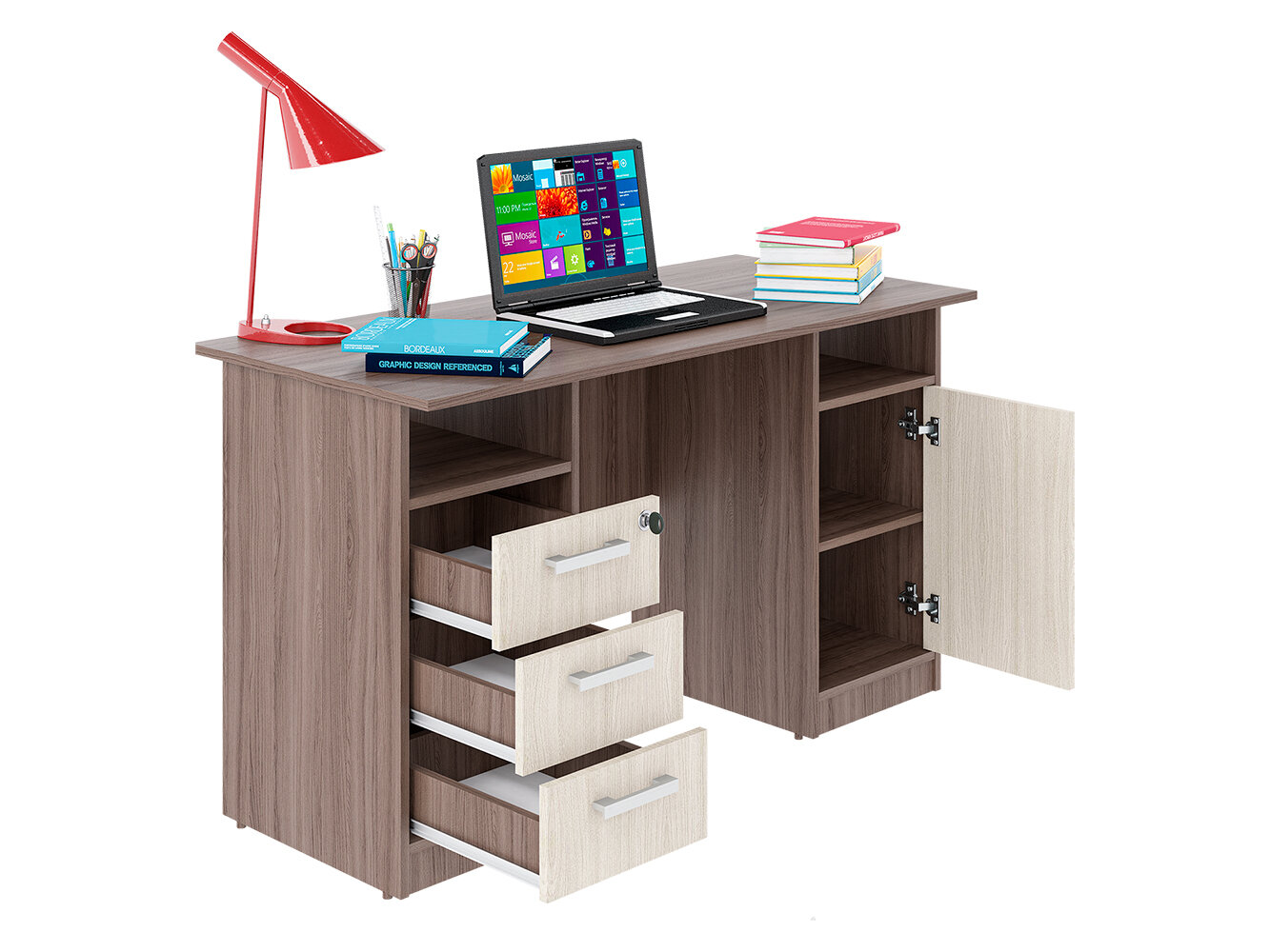 фото Стол письменный двухтумбовый Фронда-4 Яс. тёмн/яс. свет