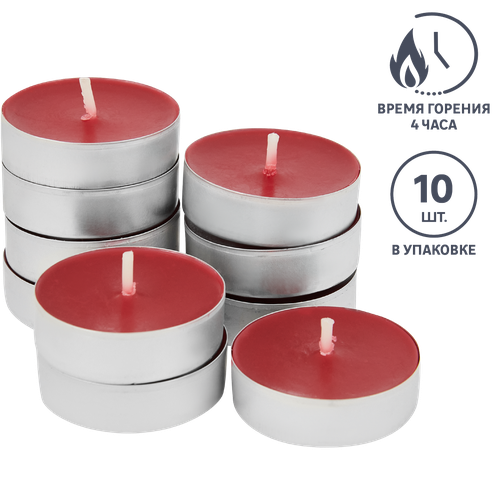 Набор свечей чайных ароматизированных лесная ягода красный 10 шт