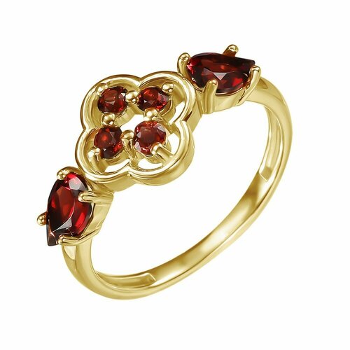 фото Кольцо aloris, желтое золото, 585 проба, гранат, размер 17.5 aloris jewelry