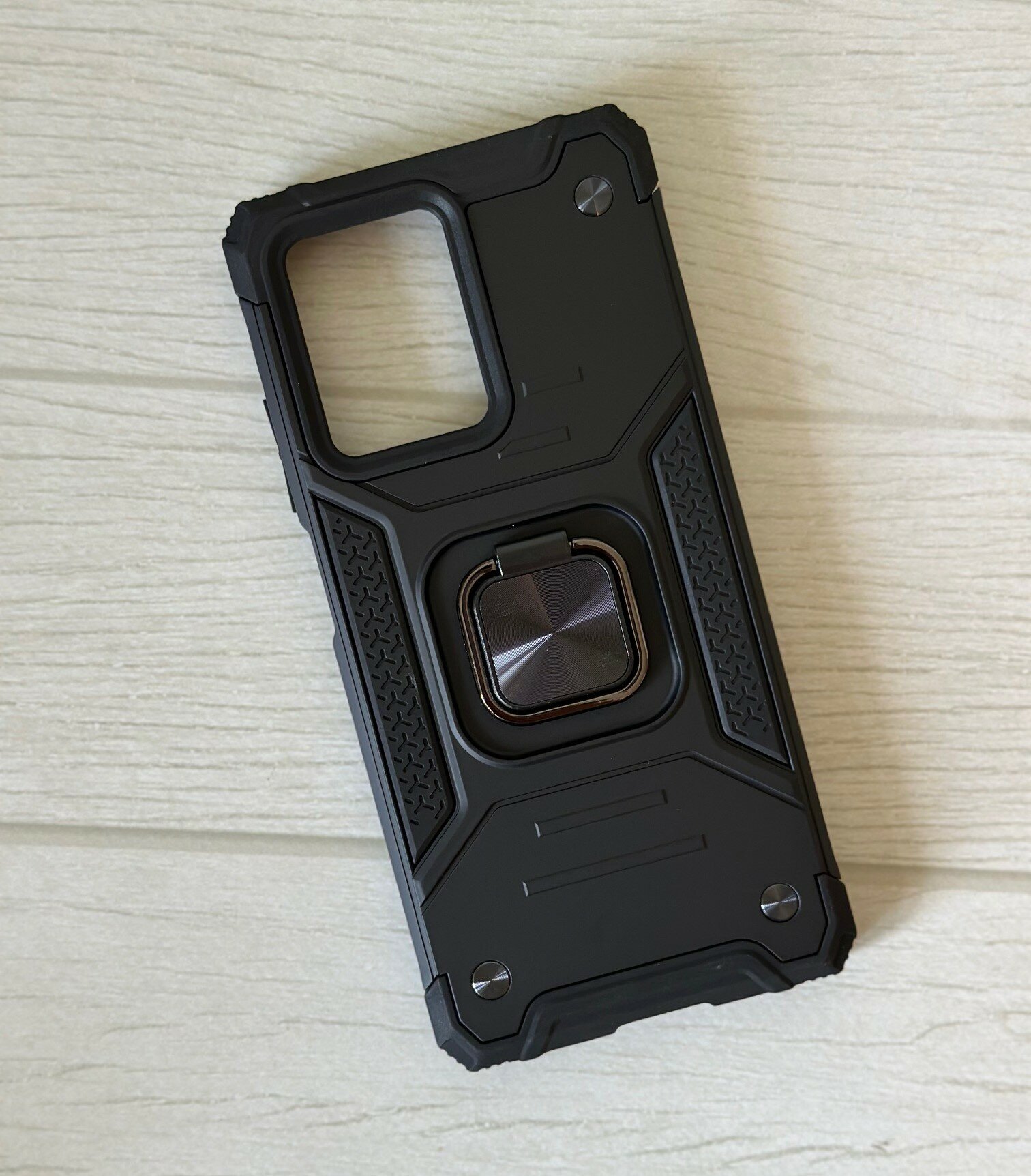Противоударный чехол для Xiaomi Redmi Note 12 5G синий с пластиной для магнитного автодержателя и кольцом подставкой — фото 1