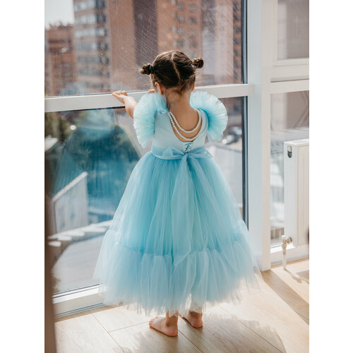 Платье Роскошь с детства, размер 104-110, голубой, бирюзовый