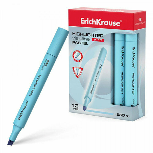 ластик erichkrause tri stick 90 14 5 14 5мм цветной арт 56040 количество в наборе 12 шт Маркер флюор. ErichKrause Visioline V-17 Pastel скош. голубой арт.56022. Количество в наборе 12 шт.